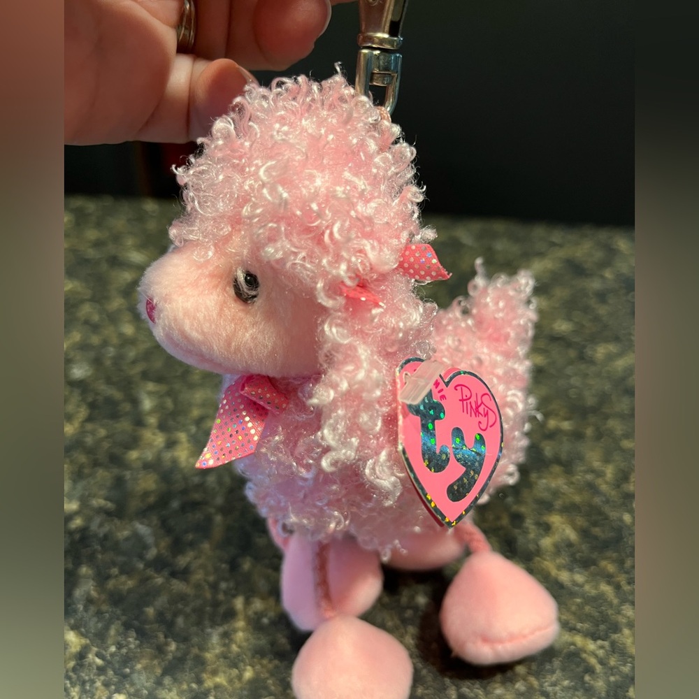 2005 Ty Pinky Poo Keychain or Bag Charm Beanie Baby Pink Poodle - Picture 2 of 11
